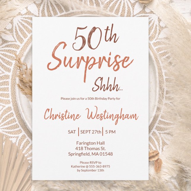 Convites Rustic Boho Surprise 50th Birthday Invitation (Criador carregado)