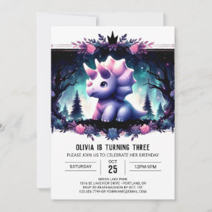 Convites Rustic Boho Triceratops Aniversário