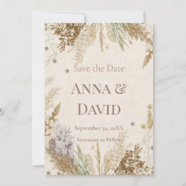 Convites Rustic Boho Winter Save the Date with Pampas Grass