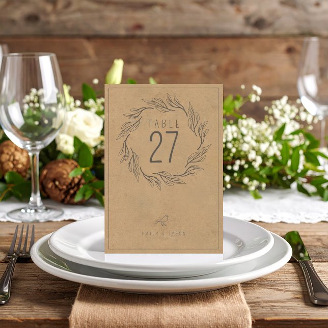 Convites Rustic Boho Wreath Wedding Table Number ID1109 (Criador carregado)