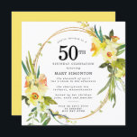 Convites Rustic Boho Yellow Daffodil 50º Aniversário<br><div class="desc">Um belo arranjo de primavera floral apresenta daffodils amarelos e brancos decorando uma estrutura rústica. O grande verde e os caaffodil dão-lhe uma vibração moderna do Boho. A parte de trás do 50º convite de aniversário é amarelo ensolarado brilhante. Escolha perfeita para uma festa de aniversário de primavera.</div>