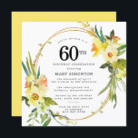 Convites Rustic Boho Yellow Daffodil 60º Aniversário<br><div class="desc">Um belo arranjo de primavera floral apresenta daffodils amarelos e brancos decorando uma estrutura rústica. O grande verde e os caaffodil dão-lhe uma vibração moderna do Boho. A parte de trás do 60º convite de aniversário é amarelo ensolarado brilhante. Escolha perfeita para uma festa de aniversário de primavera.</div>