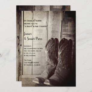 Convites Rustic Boots Country Júnior / Baile de formatura M