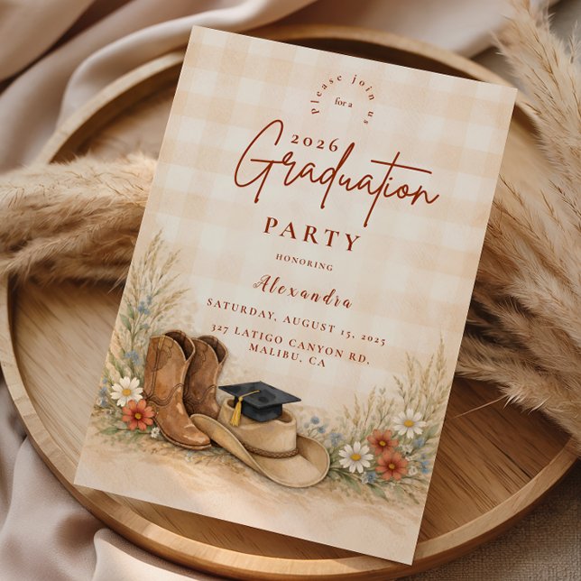 Convites Rustic Boots Graduation Party (Criador carregado)