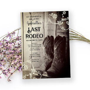 Convites Rustic Boots Last Rodeo Western Festa de solteira