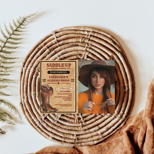 Convites Rustic Boots Western Cowboy Graduação (Criador carregado)