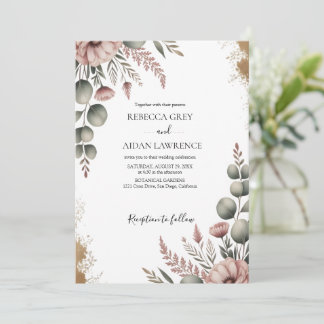 Convites Rustic Botanical Eucalyptus Greenery Wedding 