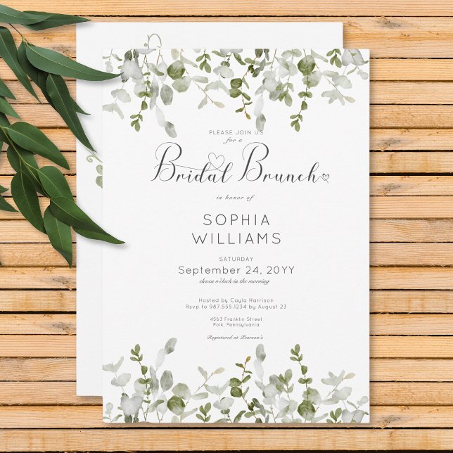 Convites Rustic Botanical Greenery Bridal Brunch (Rustic Botanical Greenery Bridal Brunch Invitation)