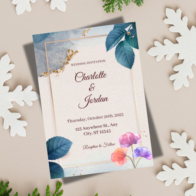Convites Rustic Botanical Wedding Invitation (Criador carregado)