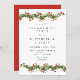 Convites Rustic Boughes da Festa de noivado de Natal Holly