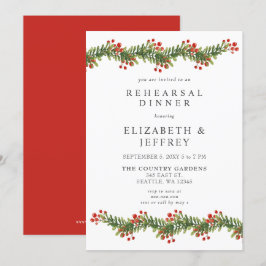 Convites Rustic Boughes do Janto de ensaio de Natal Holly