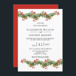 Convites Rustic Boughes of Holly Winter Christmas Wedding<br><div class="desc">Rustic Boughs de Holly Winter Christmas Invitation em Red and Green.</div>