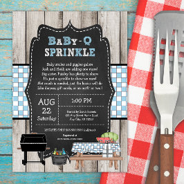 Convites Rustic Boy Baby Q Sprinkle, chá de fraldas de CHUR