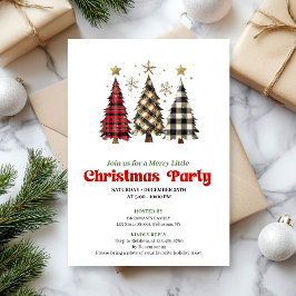Convites Rustic buffalo plaid Christmas tree holiday invite