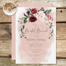 Rustic Burgundy & Blush Pink Roses Bridal Brunch