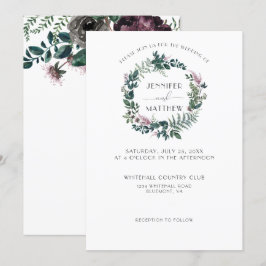 Convites Rustic Burgundy e Forest Green Floral Wreath|
