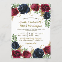 Rustic Burgundy e Marinho Blue Wedings Invtions