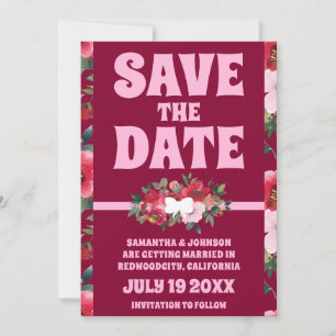 Convites Rustic Burgundy e Pink Floral Salvar a Data