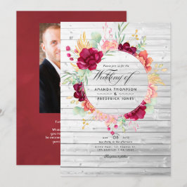 Convites Rustic Burgundy - Marsala e Blush Floral Wedding