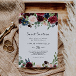 Convites Rustic Burgundy Sweet Sessenta Festa de aniversári<br><div class="desc">Este doce e arrojado convite de aniversário é perfeito para uma simples celebração festa de aniversário. A design apresenta flores brilhantes,  vermelhas,  marinhos,  azuis e esbranquiçadas radiantes e graciosas pintadas à mão,  inspiradoras beleza natural.</div>