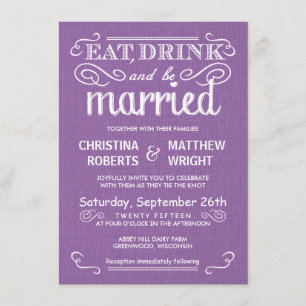 Convites Rustic Burlap Orchid Casamento Roxo