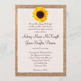 Convites Rustic Burlap Sunflower Casamento