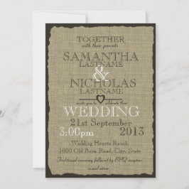 Convites Rustic Burlap, Veja Casamento 5x7