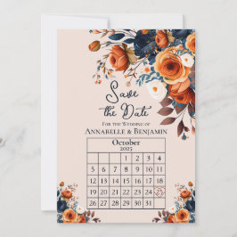 Convites Rustic Burnt Orange and Blue Weding Save the Date