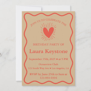 Convites Rustic Burnt Terracotta & Tan Birthday