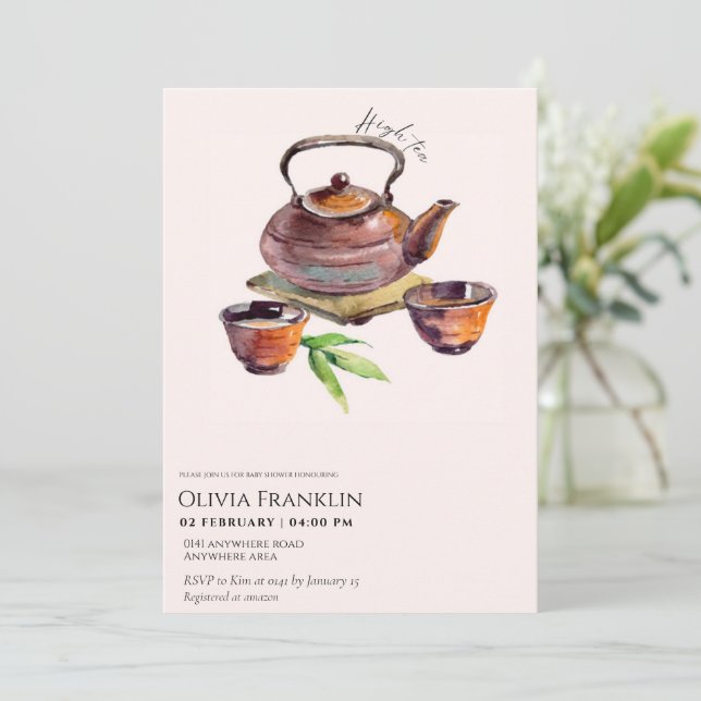 Convites Rustic, chá de fraldas de festas de chá (Em pé/Frente)