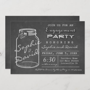 Convites Rustic Chalk Mason Jar Festa de noivado Invite