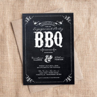 Rustic Chalkbaord Engagement Party BBQ Invitation