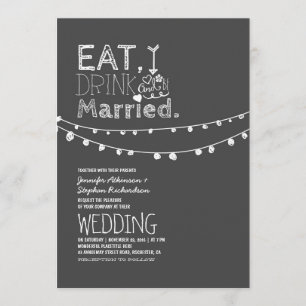 Convites Rustic Chalkboard Come Bebida E Se Casa