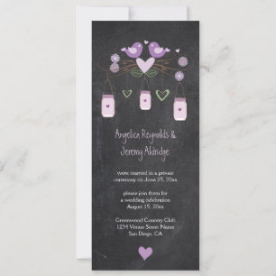 Convites Rustic Chalkboard Love Birds Mason Jars