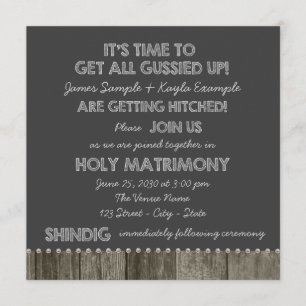 Convites Rustic Chalkboard Redneck