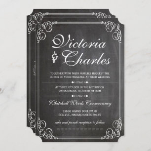 Convites Rustic Chalkboard Vintage Typografia Convidada