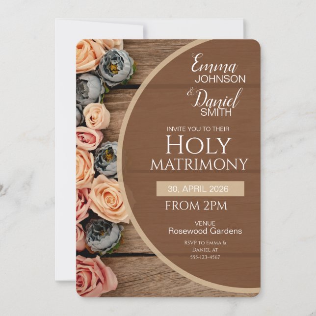 Convites Rustic Charm Holy Matrimony Wedding Invitation (Frente)