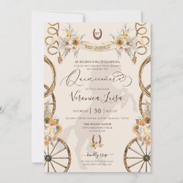 Convites Rustic Charro Sunflower & Boho Floral Quinceañera