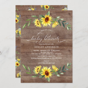Convites Rustic Cheerful Amarelo Sunflower Baby Brunch