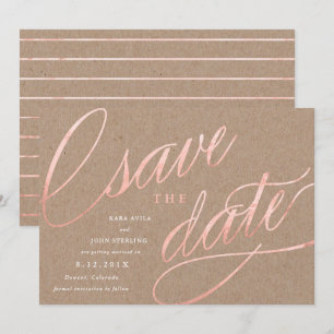 Convites Rustic Chic Rosa Dourado Save the Dates   Rosa Dou