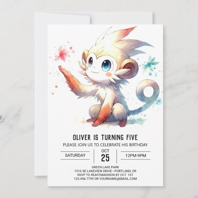 Convites Rustic Children Monkey Birthday (Frente)