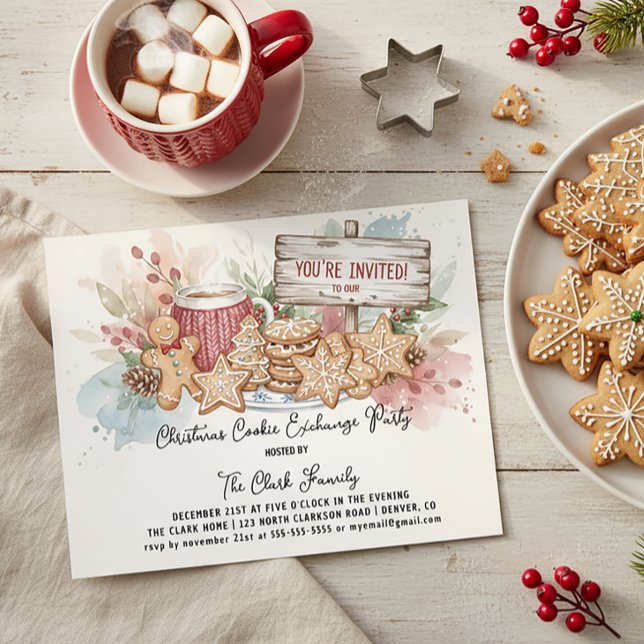Convites Rustic Christmas Cookie Exchange Party Design (Criador carregado)