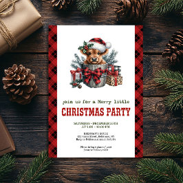 Convites Rustic Christmas invitation with highland cow art