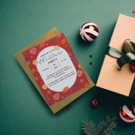 Convites Rustic Christmas Nature Pattern