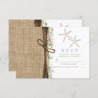 Rustic Coastal Beach Starfish Burlap Casamento RSV