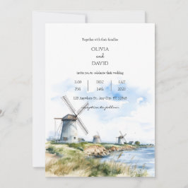 Convites Rustic Coastal Windmills Sea View Backdrop Casamen