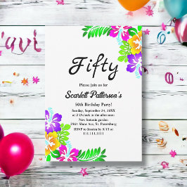 Convites Rustic Colorful Rosas Summer Floral 50º Aniversári