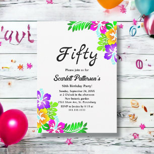 Convites Rustic Colorful Rosas Summer Floral 50º Aniversári