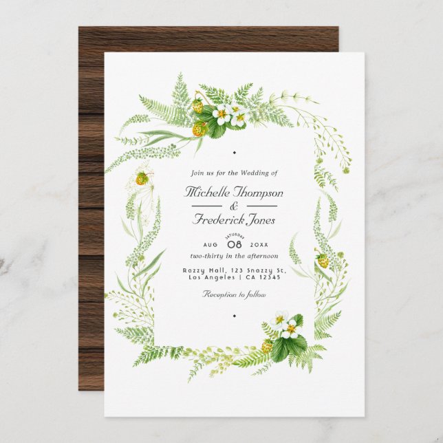 Convites Rustic Country Barn Greenery Código QR Casamento R (Frente/Verso)