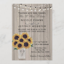 Convites Rustic Country Barn Weding Sunflower Jar